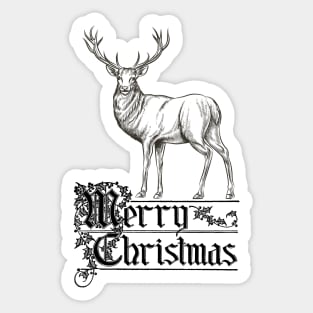 Merry Christmas with Deer Vintage Look Sticker